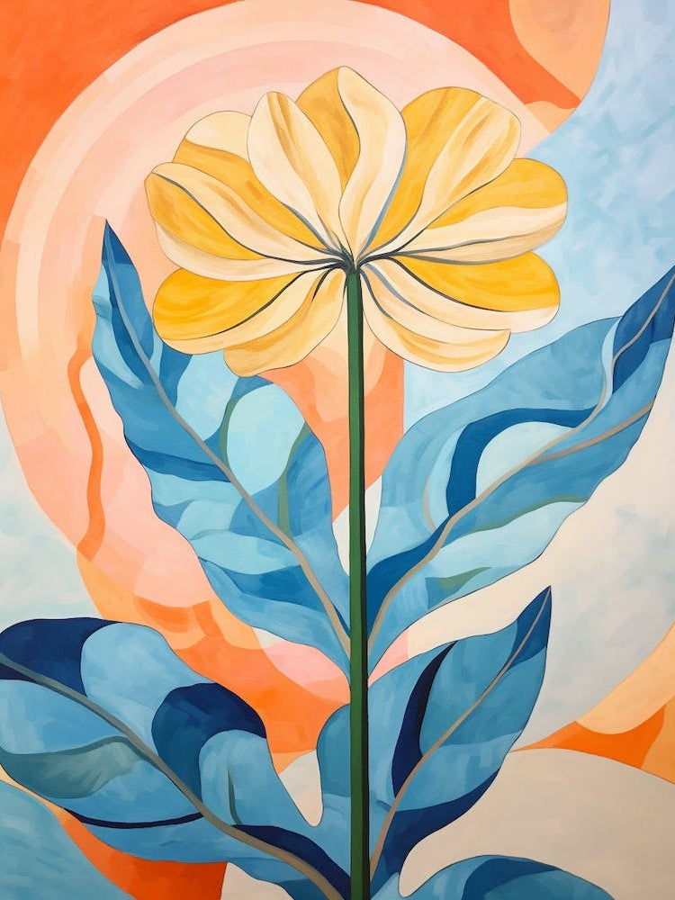 Calendula 2 Hilma Af Klint Inspired Pastel Flower Painting