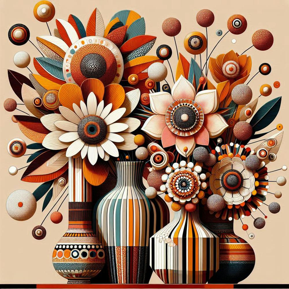 Warm Dotty Flowers In A Vase 4