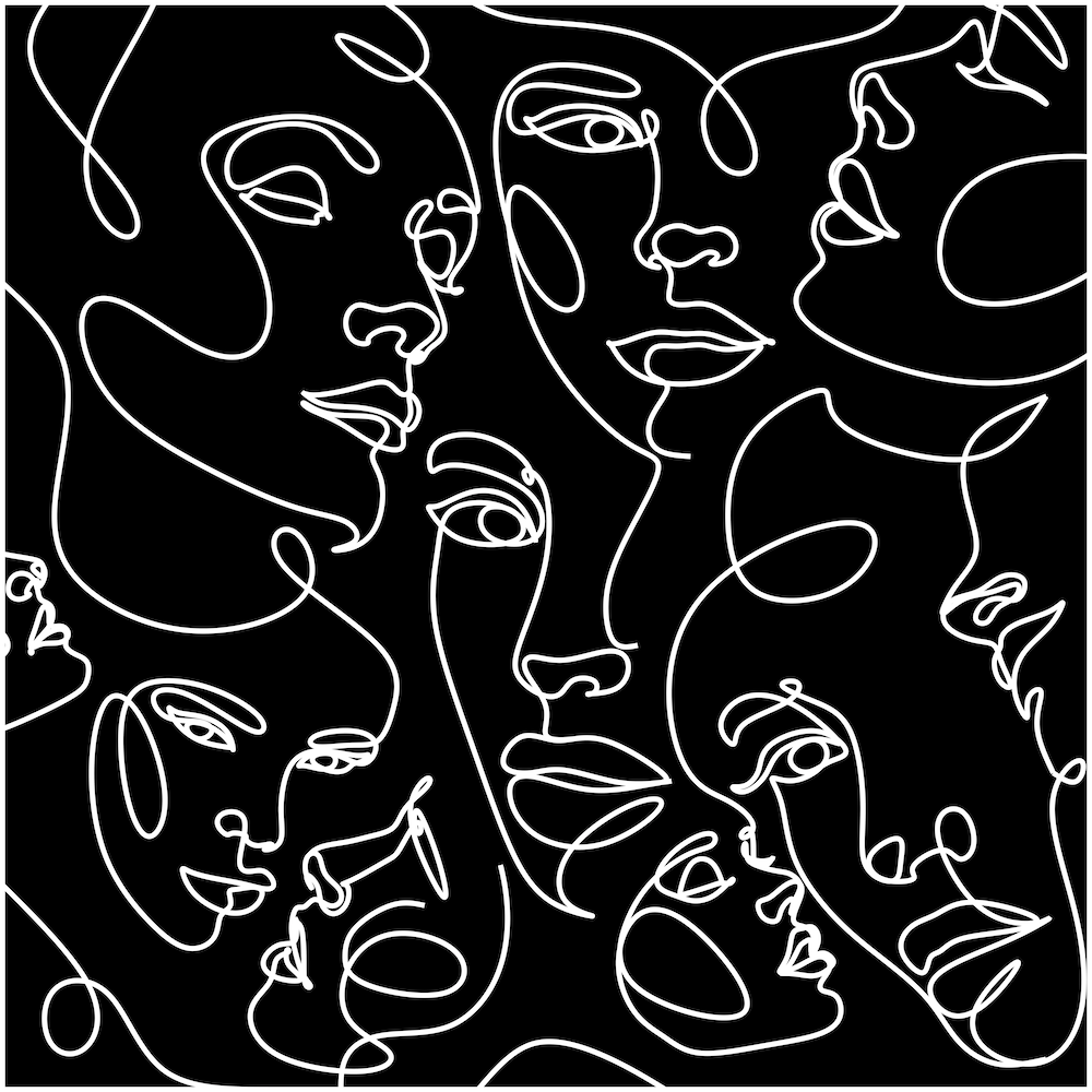 Black and White People Faces