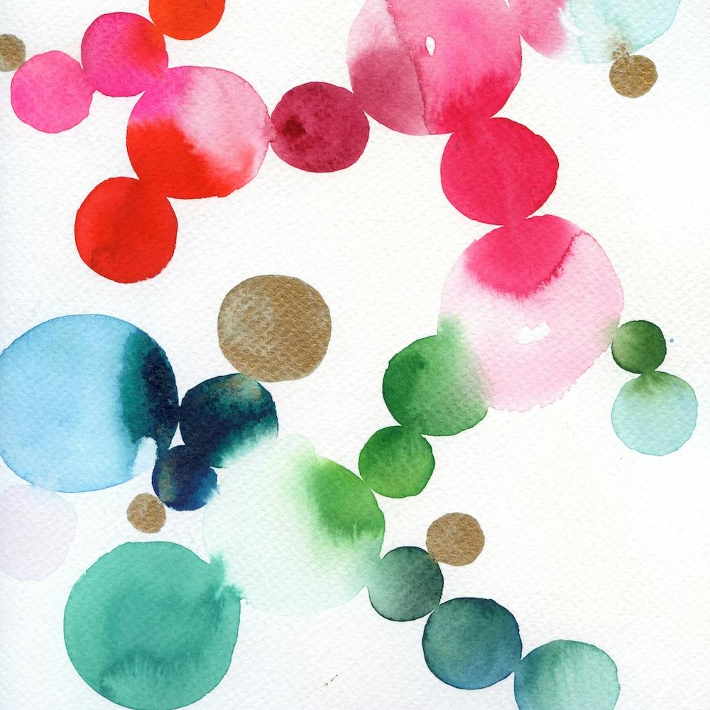 Aquarellkreise: Rot und Grün