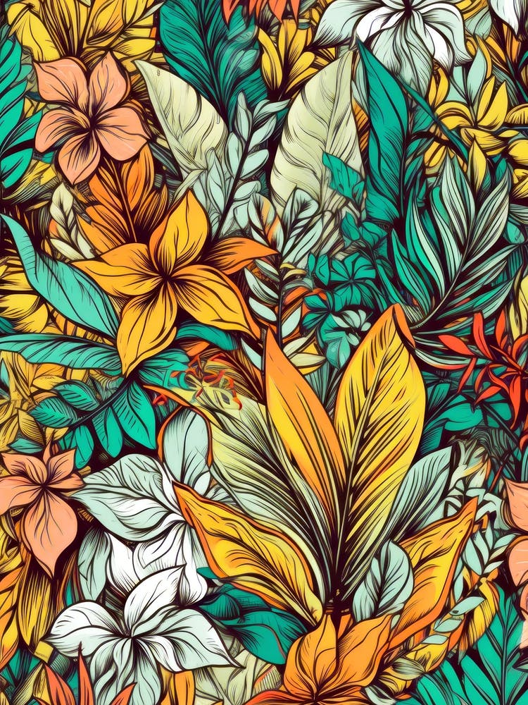 Seamless Tropical Pattern flowers nature