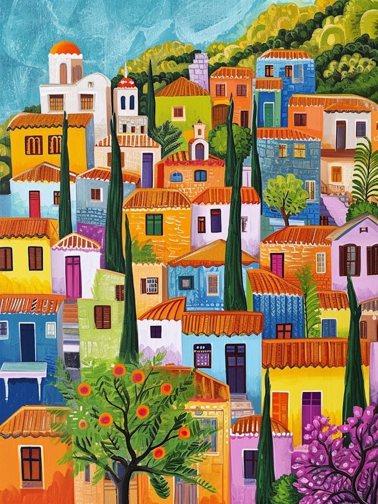 Kitsch Colourful Mediterranean Town  2