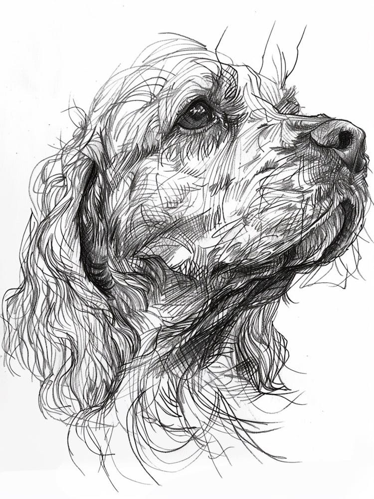 Clumber Spaniel Dog Line Sketch 2