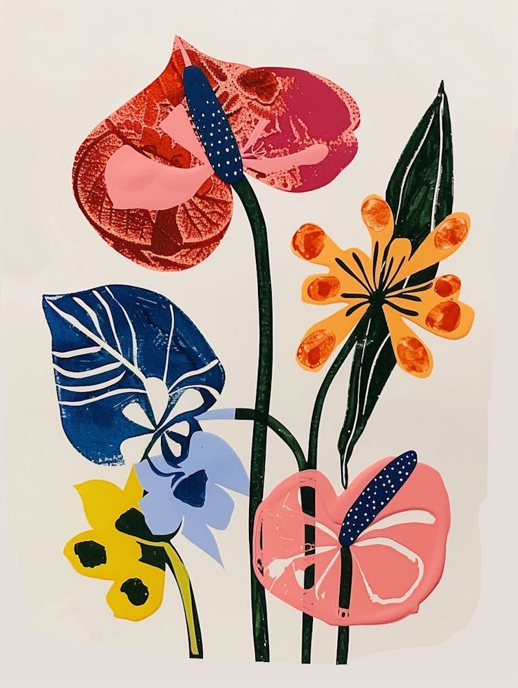 Painted Florals Flamingo Flower 1