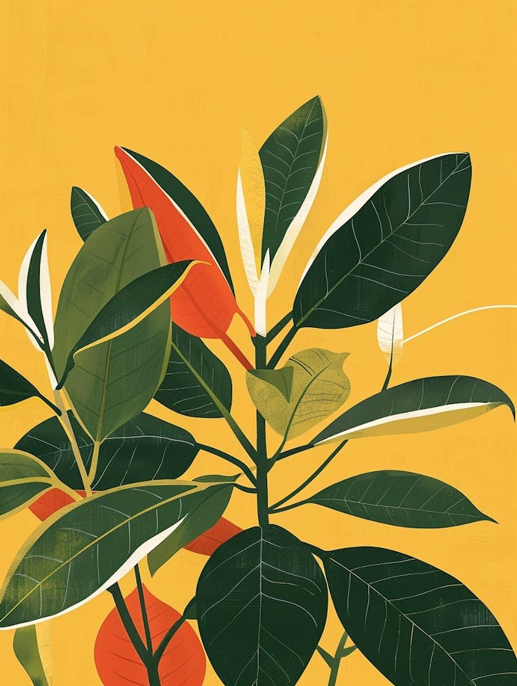 Rubber Plant Minimalist Illustration 7