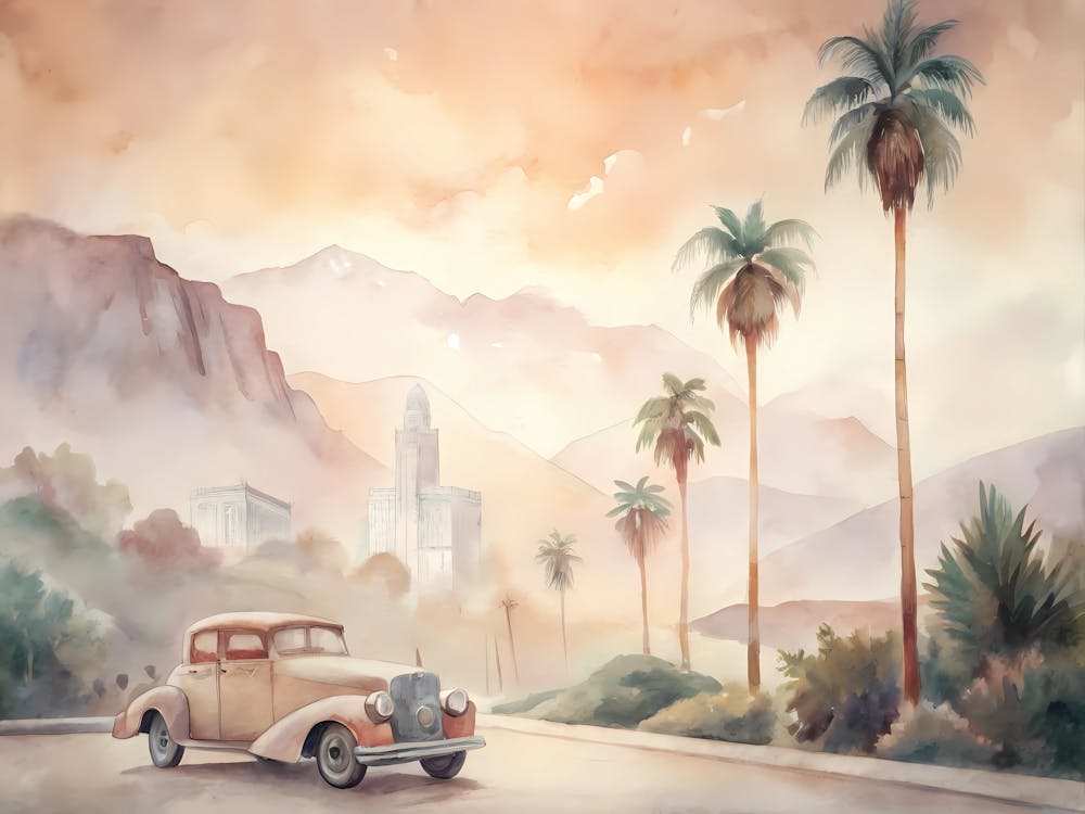 Los Angeles Usa A Vintage Scene With The Hollyw