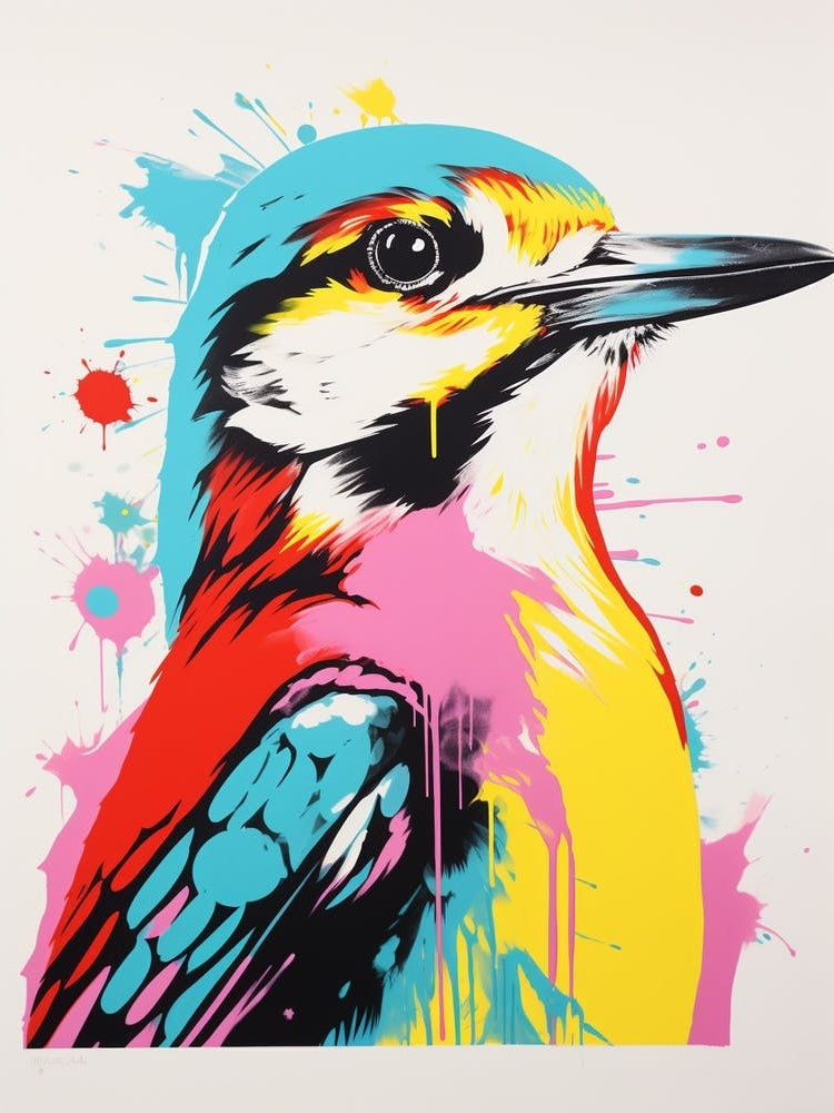 Andy Warhol Style Bird Woodpecker 2