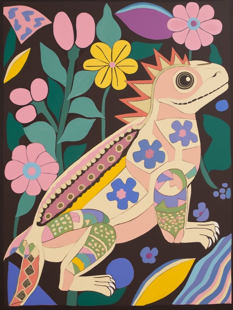 Maximalist Animal Painting Iguana 3