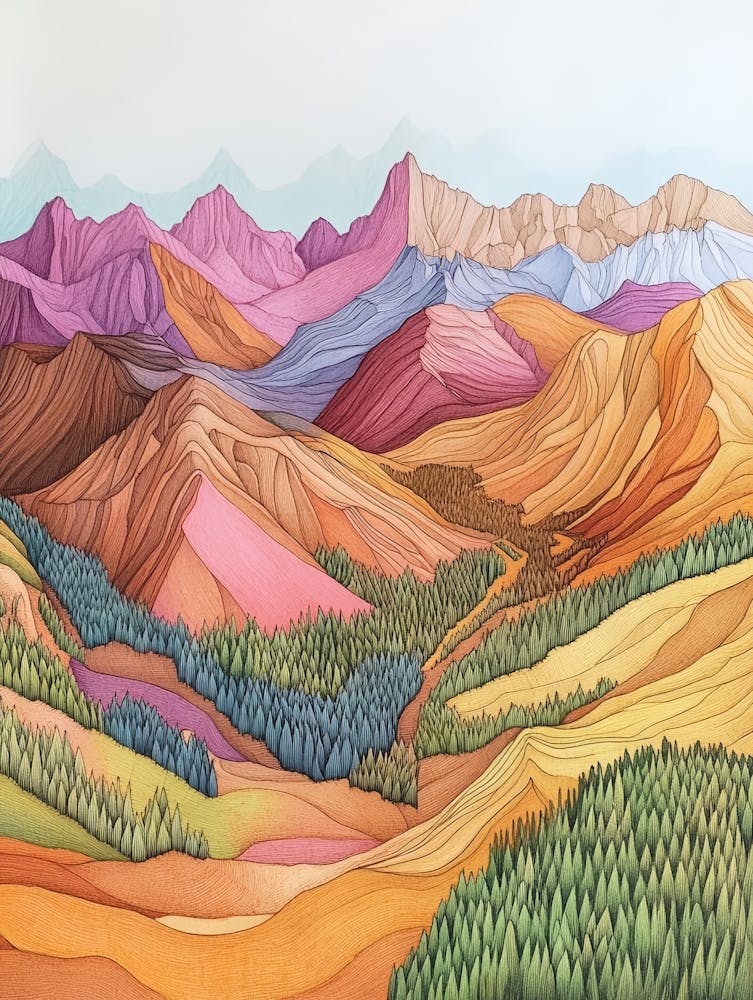 Colourful Mountain Illustration Poster 15