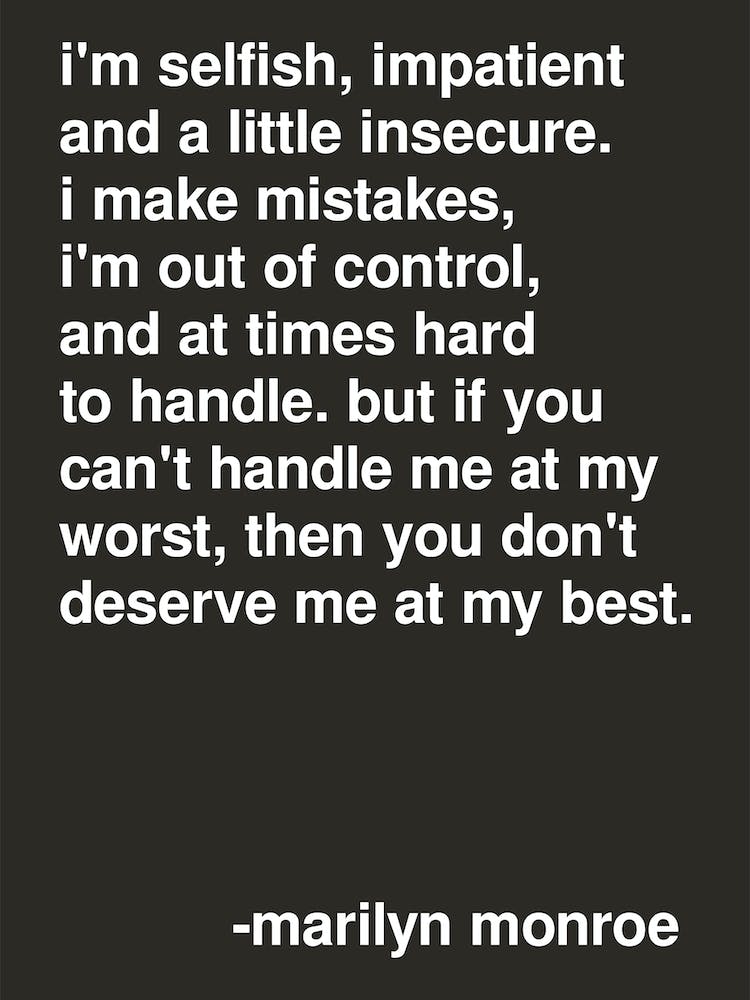 Selfish Marilyn Monroe Quote In Black