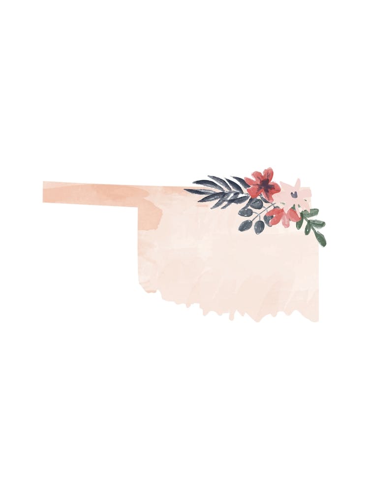 Oklahoma Watercolor Floral State