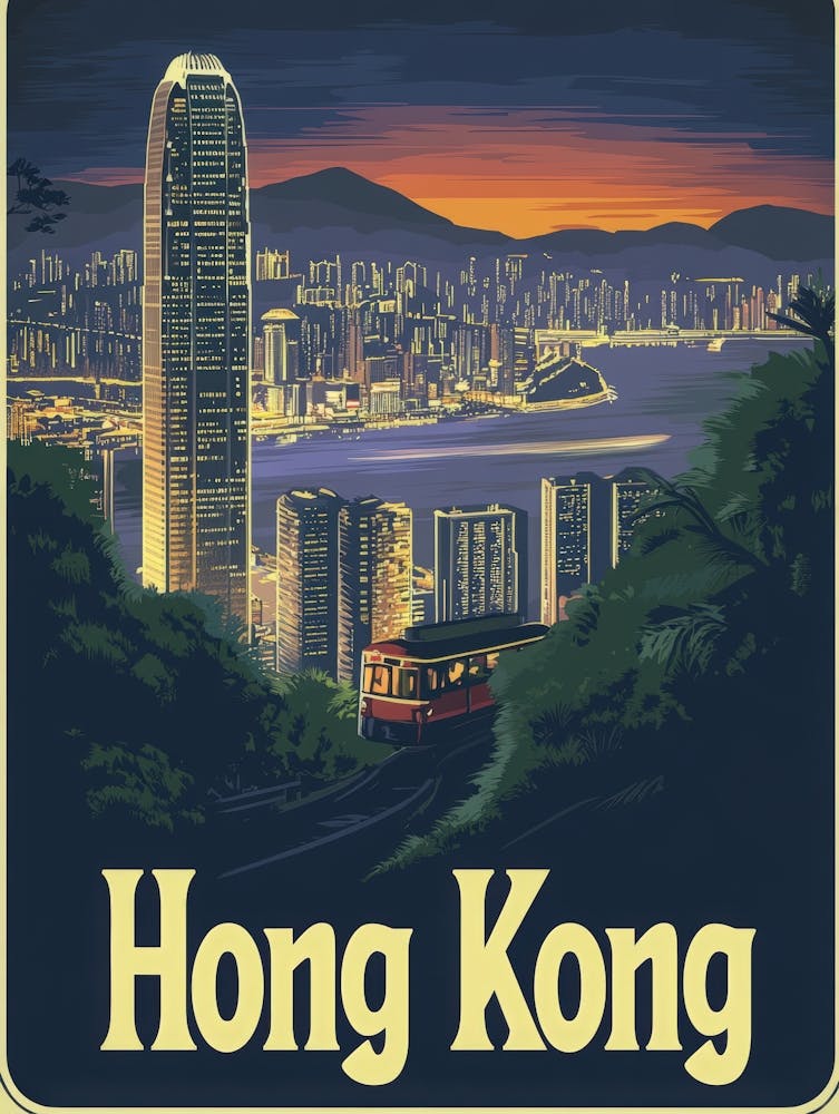 Aihrgdesign A Retro Travel Poster For Hong Kong Featuring The F45c00d2 340a 45e1 B7ae 4b9be20e19c1 1