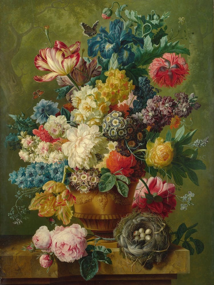 Flowers In A Vase, Paulus Theodorus van Brussel