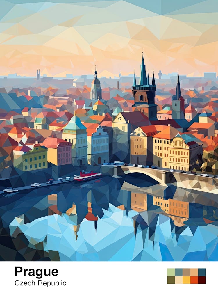 Prague, Czech Republic, Geometric Illustration 2 Poster