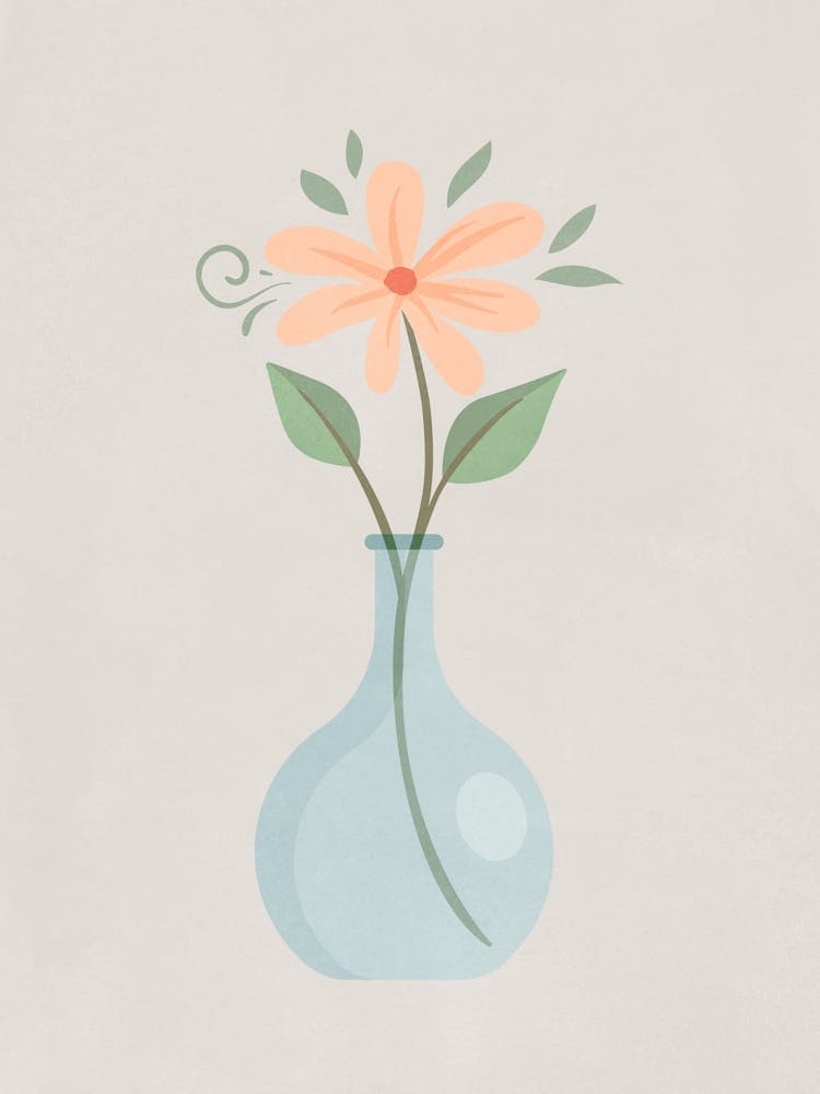 Vase Of Flowers Blue Beige
