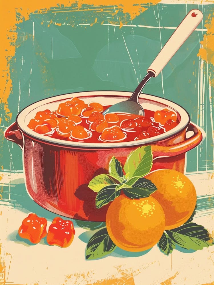 Cooking Orange Jelly Retro Illustration