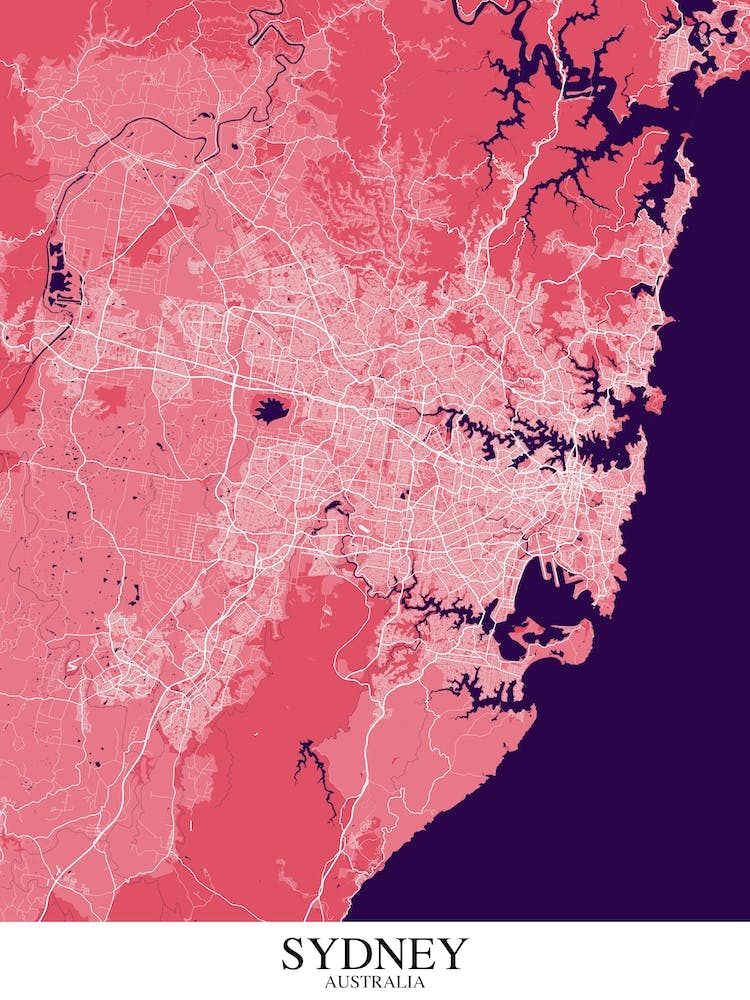 Sydney Pink Purple Map