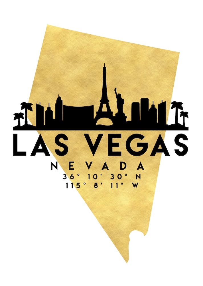Las Vegas Nevada Silhouette City Skyline Map