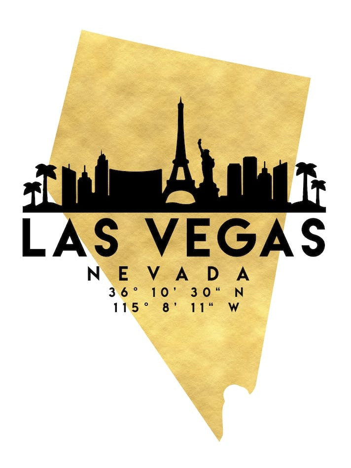 Las Vegas Nevada Silhouette City Skyline Map