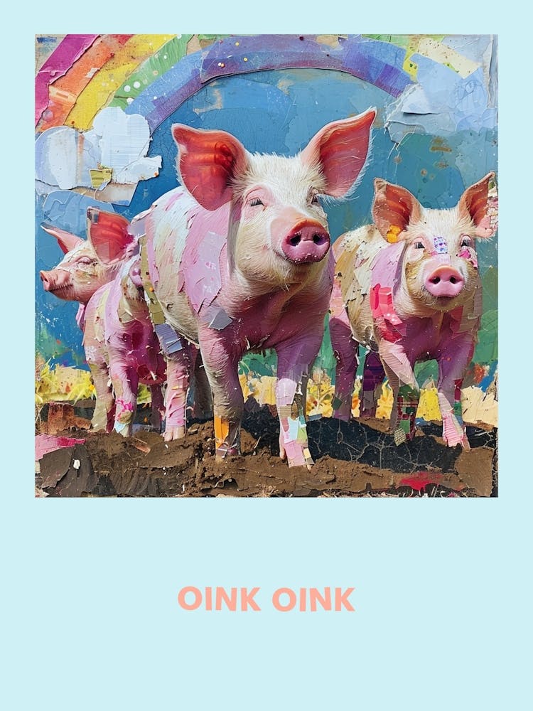 Oink Oink Schwein Regenbogen Poster 3