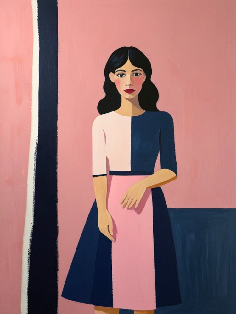 Woman In Pink And Blue