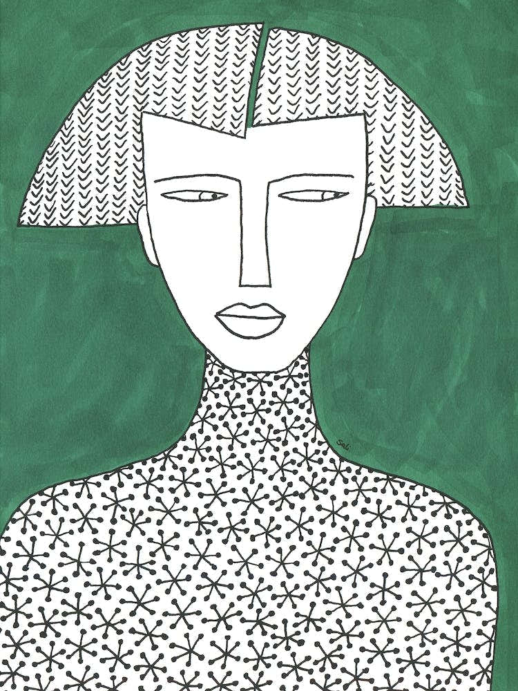 Green Pattern Illustration Woman