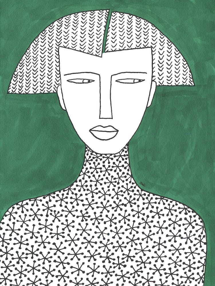 Green Pattern Illustration Woman