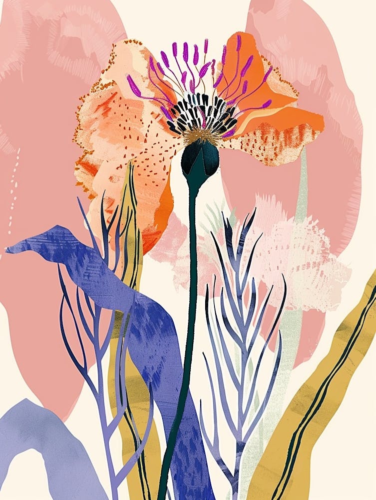 Colourful Flower Illustration Scabiosa 4