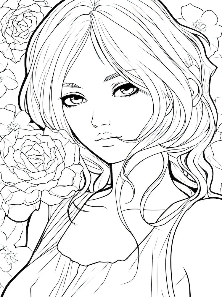 Bloom Body Girl Line Art 15