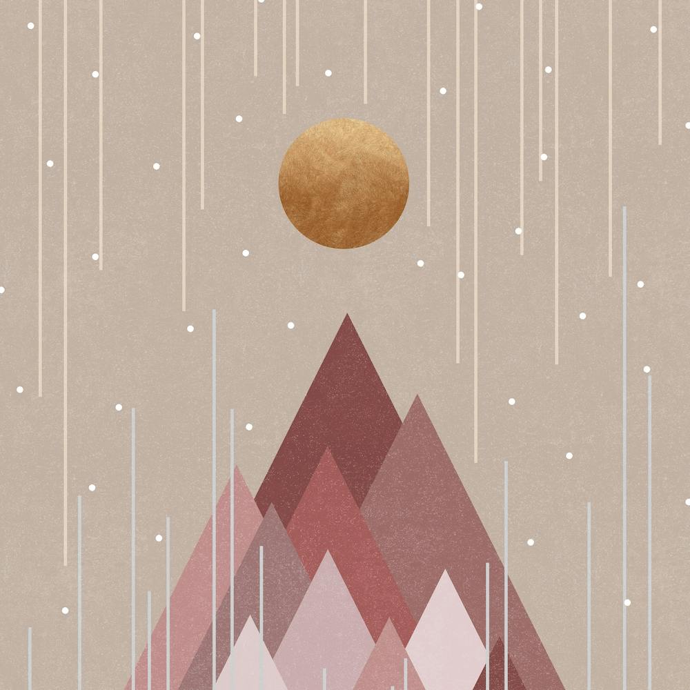 Sun And Mountains Coral Pink Square