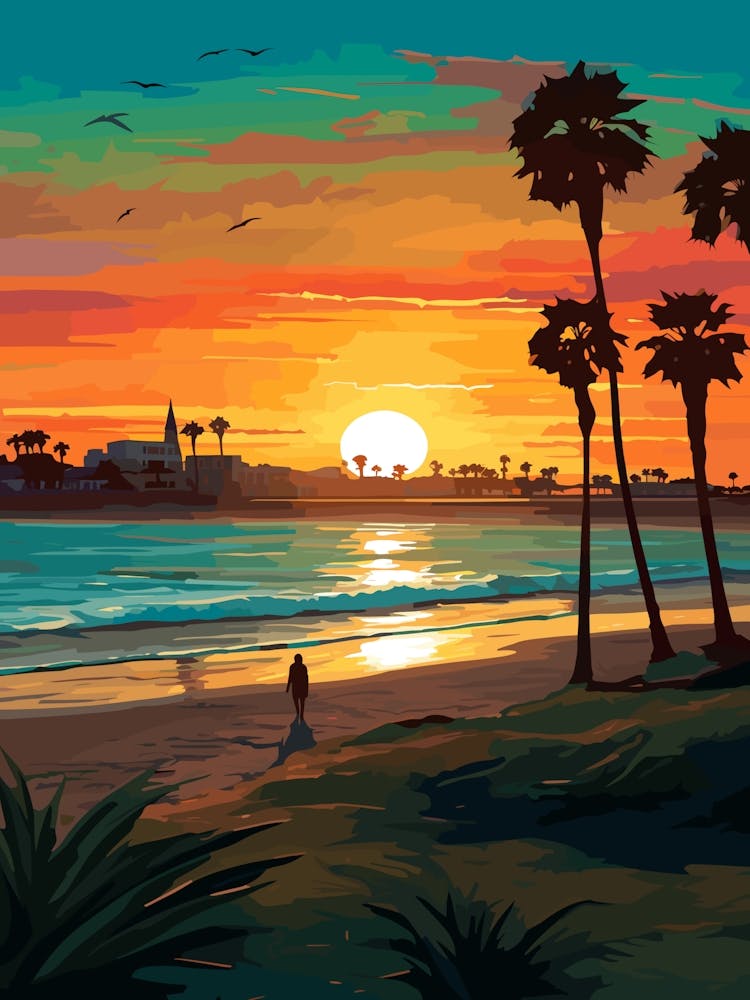 Coronado Beach San Diego California, Vibrant Painting 3