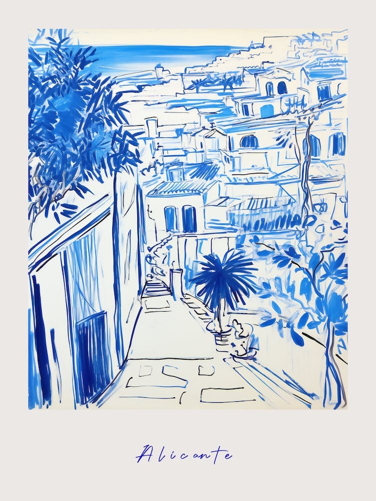 Alicante Spain 2 Mediterranean Blue Drawing Poster