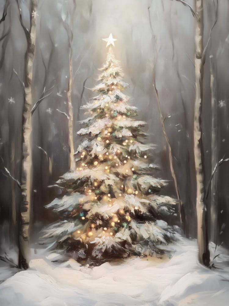 Christmas Tree illumination In The Woods