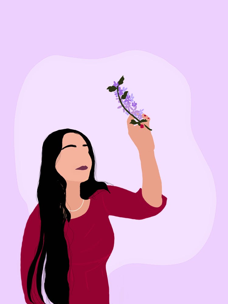 Woman Holding A Flower