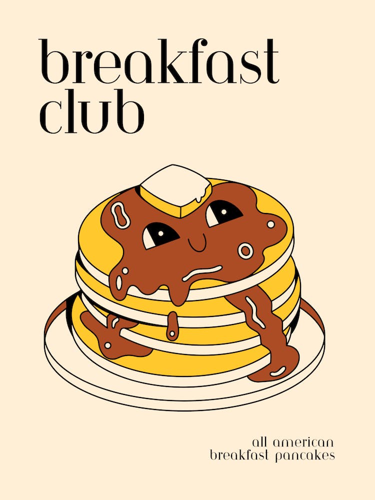 American Pancake Cute Retro Cartoon Print