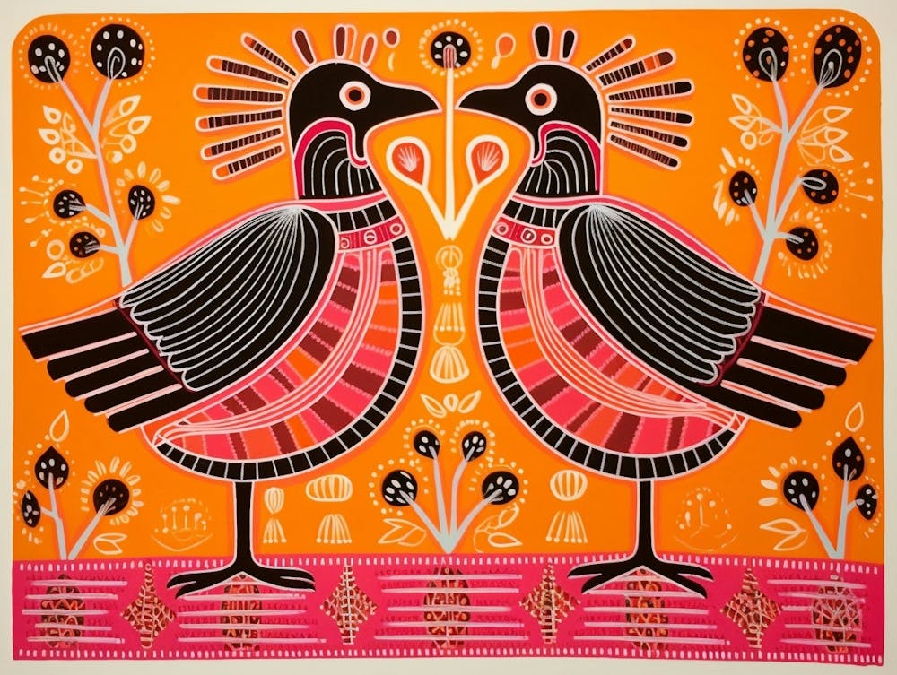 Roadrunner 2 Folk Style Animal Illustration