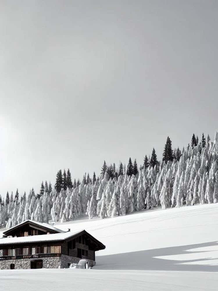 Madonna Di Campiglio, Italy Black And White Skiing Poster