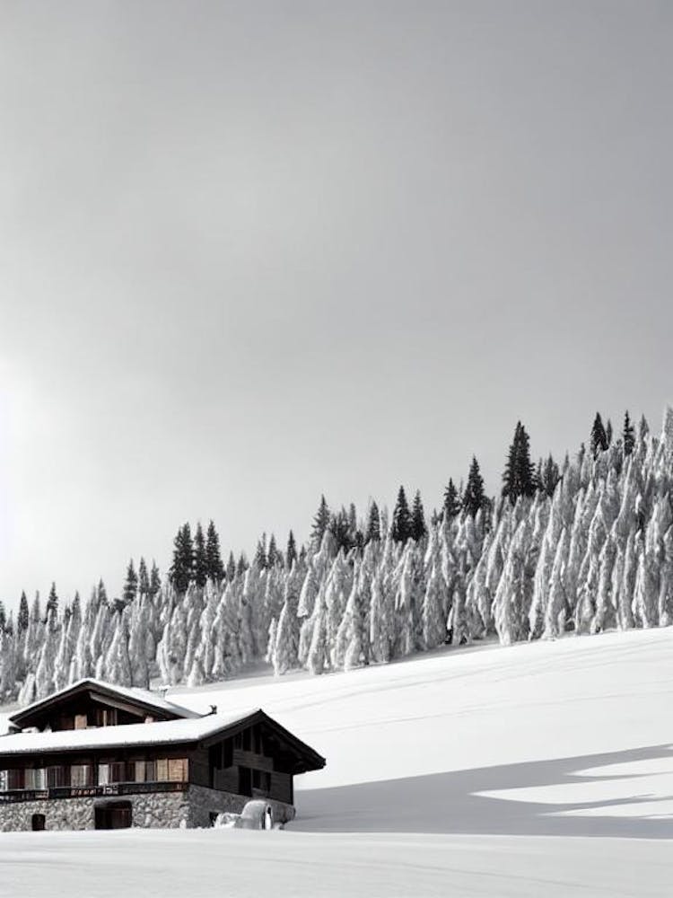 Madonna Di Campiglio, Italy Black And White Skiing Poster