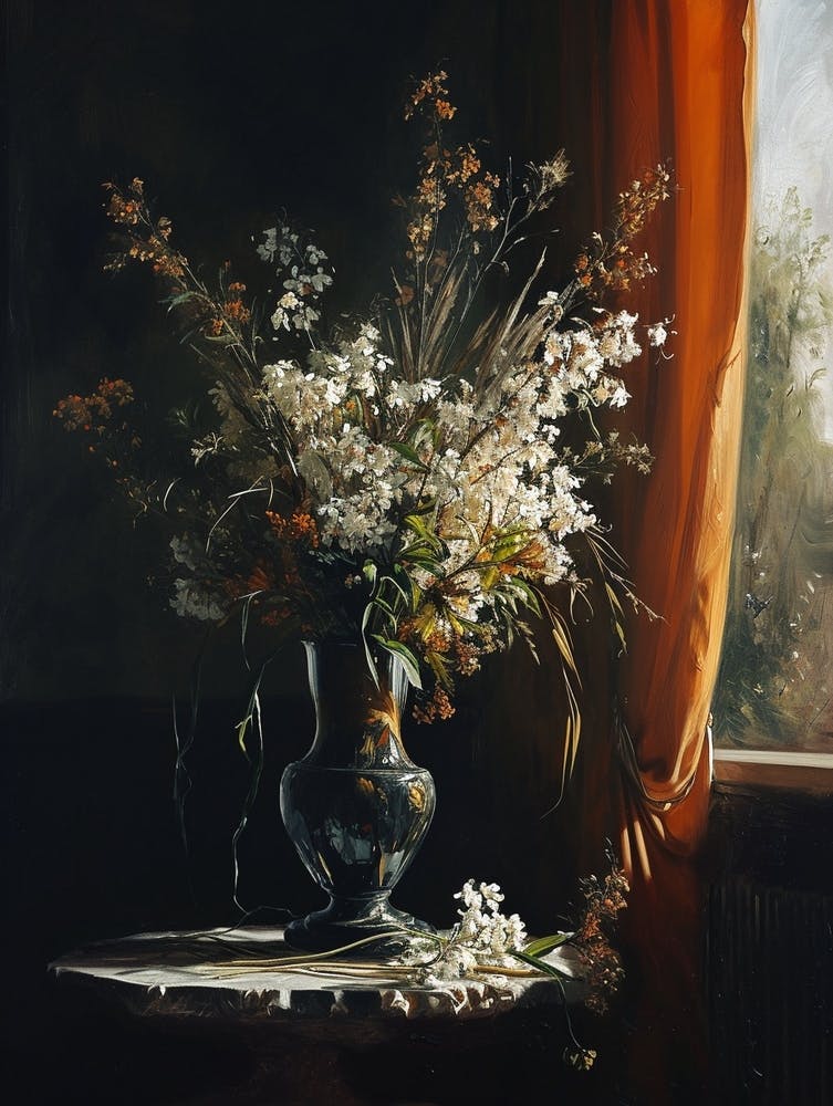 Baroque Floral Still Life Flax Flowers 3