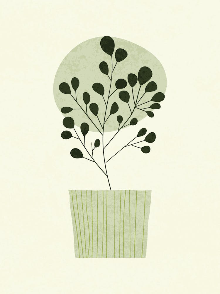 Minimalist Botanical Plant in Pot Design