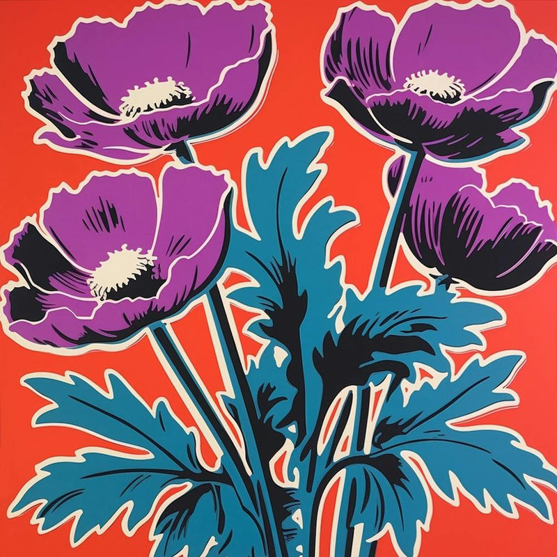 Anemone 2 Pop-Art-Illustration Quadrat