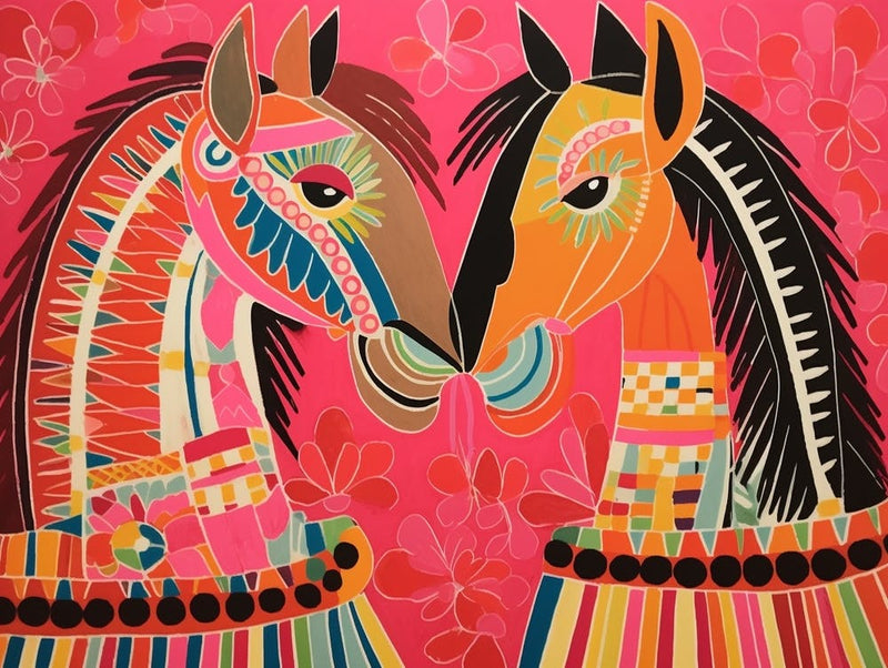 Horse 3 Folk Style Animal Illustration