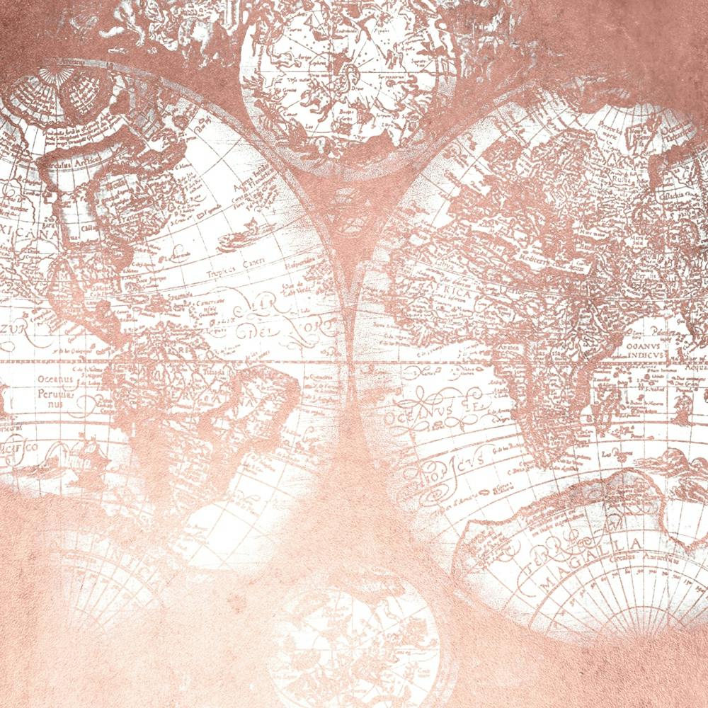 Carte du Monde Or Rose
