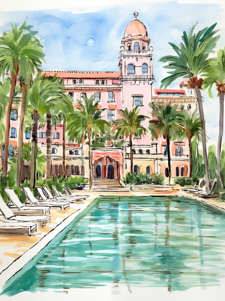 The Breakers Palm Beach   Palm Beach, Florida   Resort Storybook Illustration 2