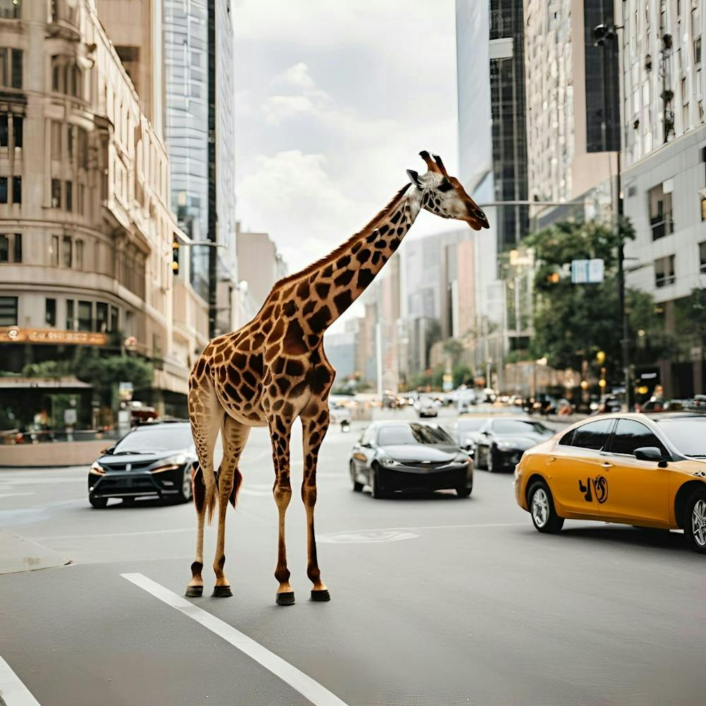 Giraffe In The City