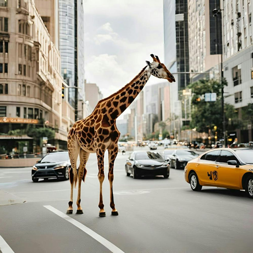 Giraffe In The City