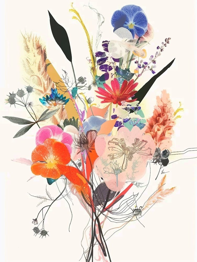 Fountain Grass 5 Collage Flower Bouquet