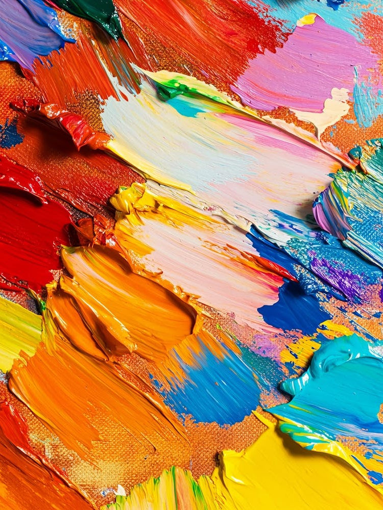 Palette With Mixed Bright Paints