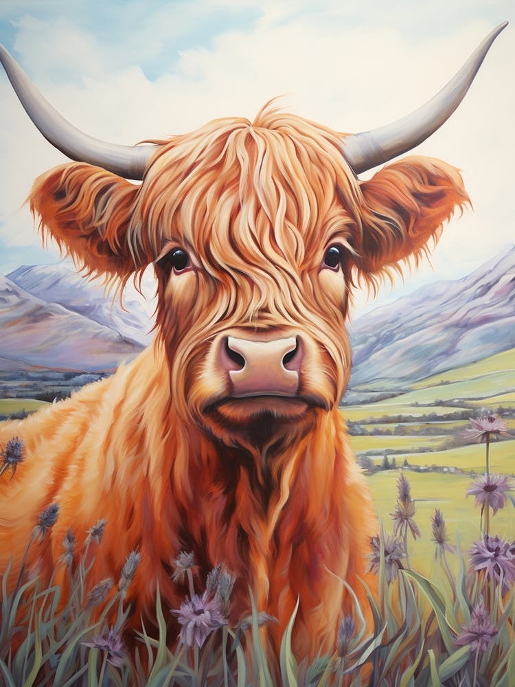 Delicate Line Drawing Of A Highland Cow