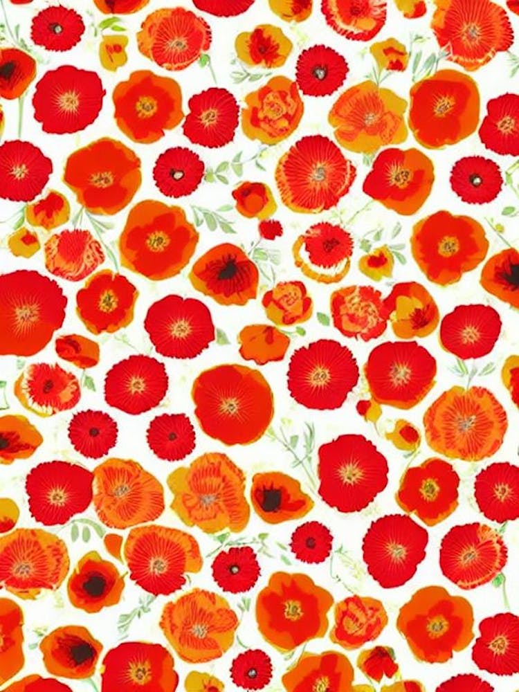 Poppy Floral Print Warm Tones 1 Flower